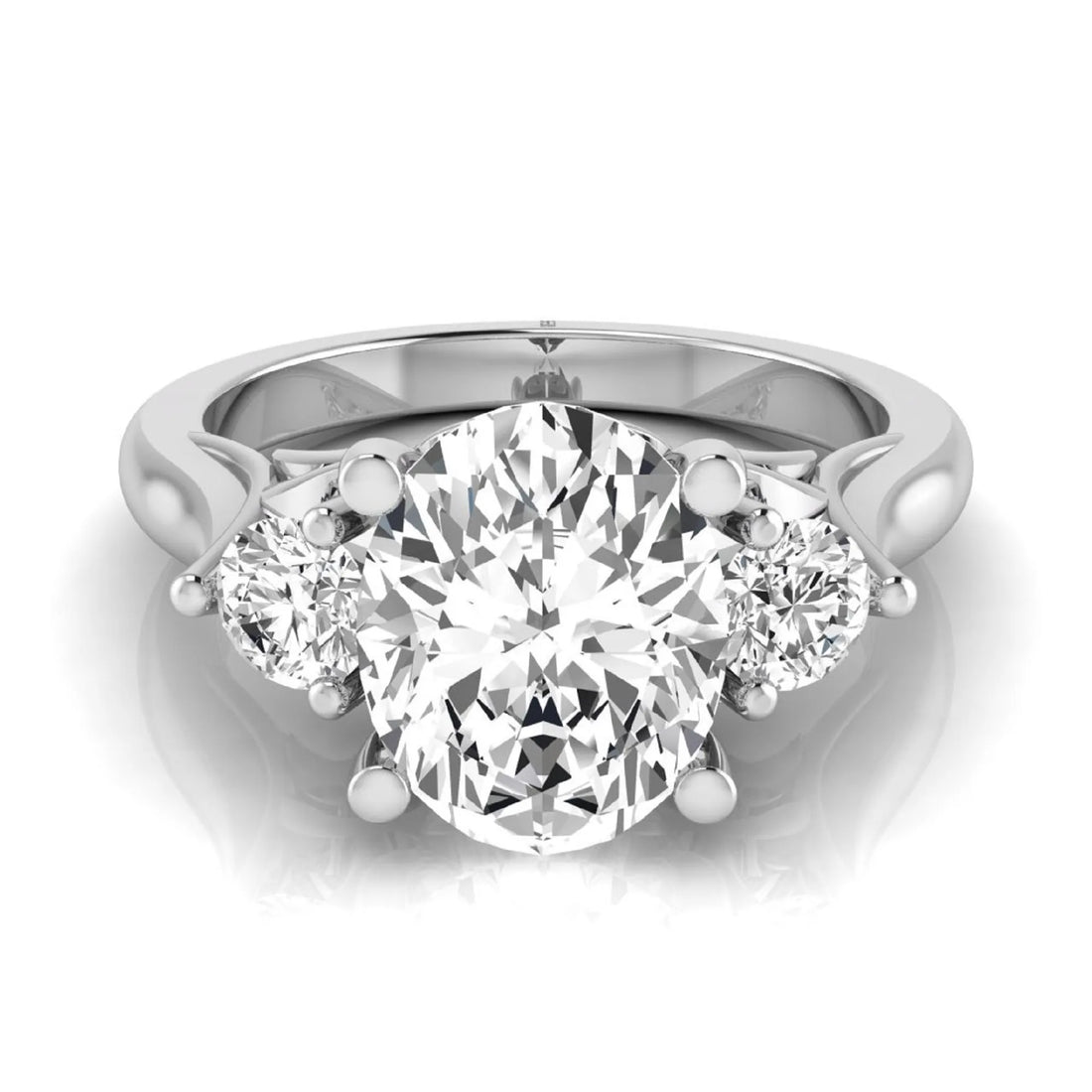 OctaPearl 2 ct Oval Cut Lab Grown Diamond Three Stone Engagement Ring