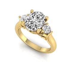 OctaPearl 2 ct Oval Cut Lab Grown Diamond Three Stone Engagement Ring - alternate view