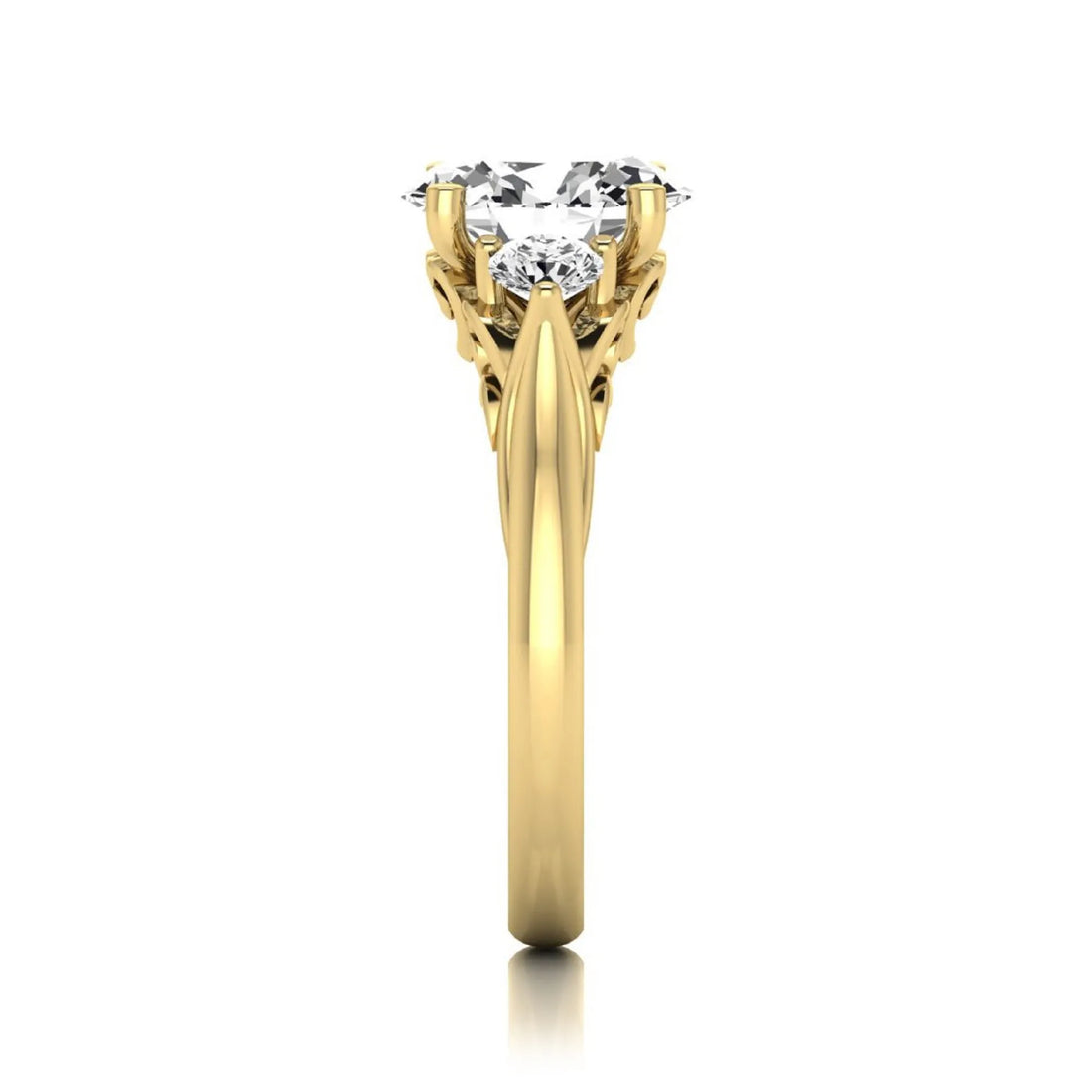 OctaPearl 2 ct Oval Cut Lab Grown Diamond Three Stone Engagement Ring