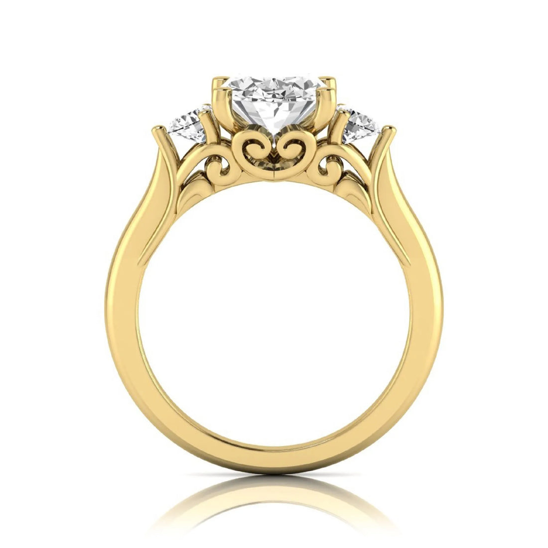 OctaPearl 2 ct Oval Cut Lab Grown Diamond Three Stone Engagement Ring