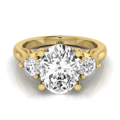 OctaPearl 2 ct Oval Cut Lab Grown Diamond Three Stone Engagement Ring
