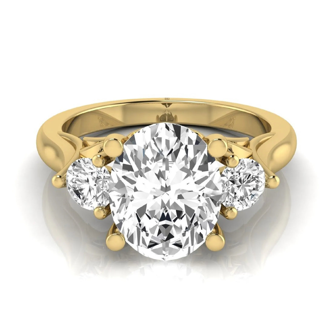 OctaPearl 2 ct Oval Cut Lab Grown Diamond Three Stone Engagement Ring