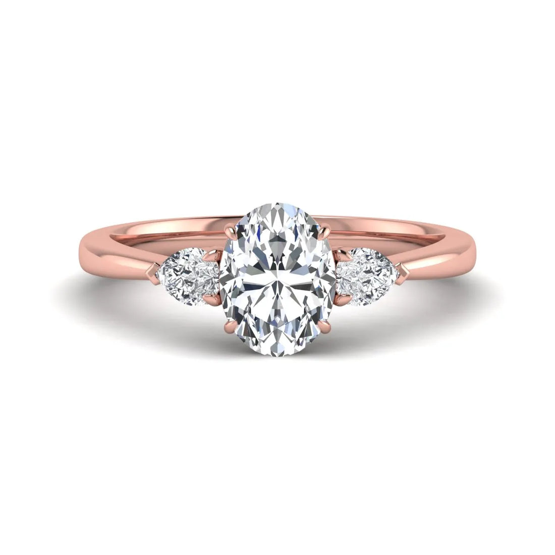 OctaPearl 1 ct Oval Cut Lab Grown Diamond Three Stone Engagement Ring