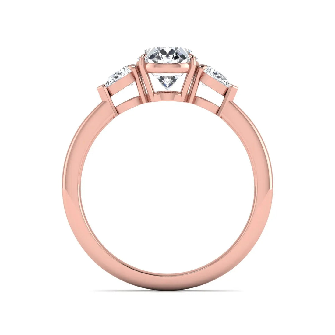 OctaPearl 1 ct Oval Cut Lab Grown Diamond Three Stone Engagement Ring