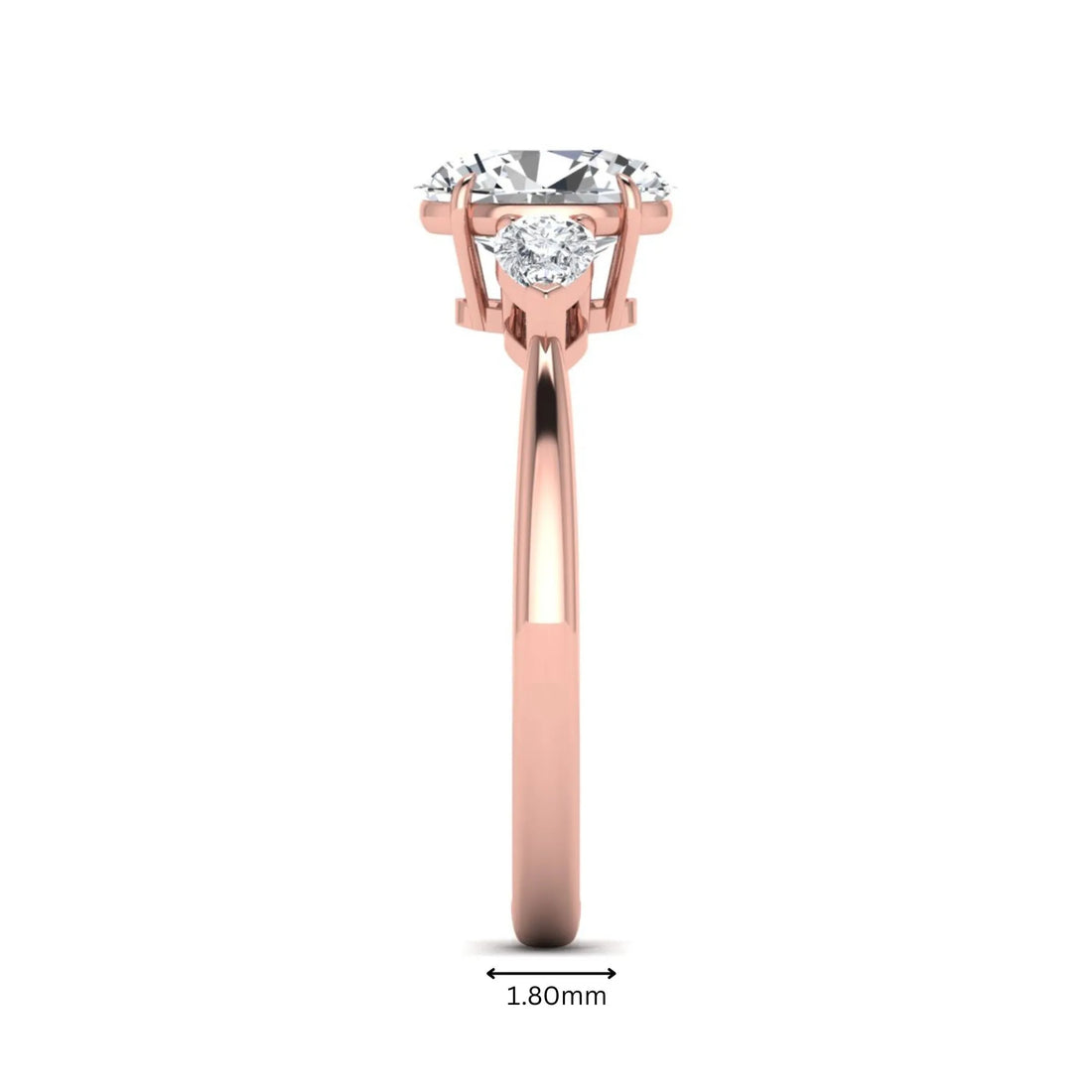 OctaPearl 1 ct Oval Cut Lab Grown Diamond Three Stone Engagement Ring