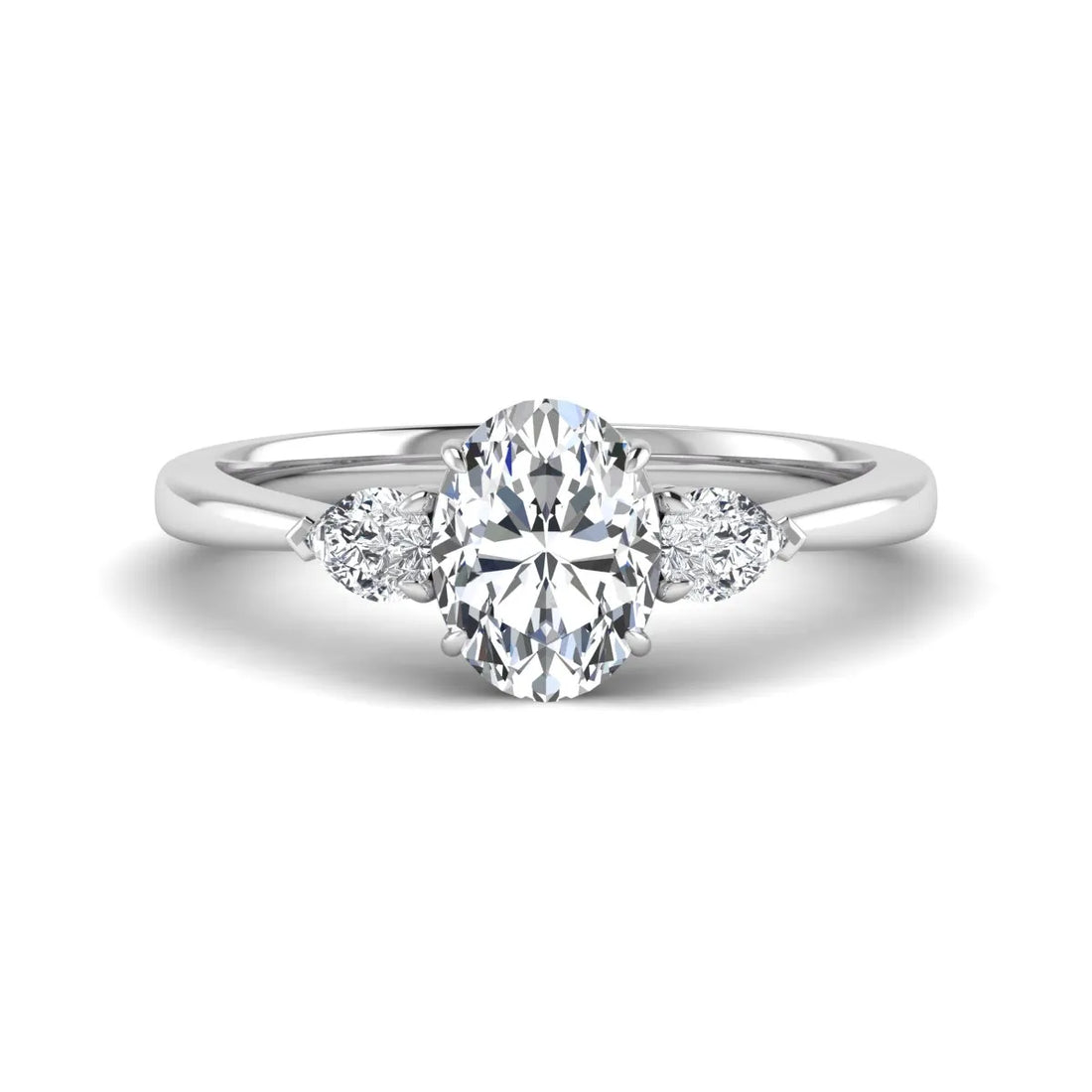 OctaPearl 1 ct Oval Cut Lab Grown Diamond Three Stone Engagement Ring