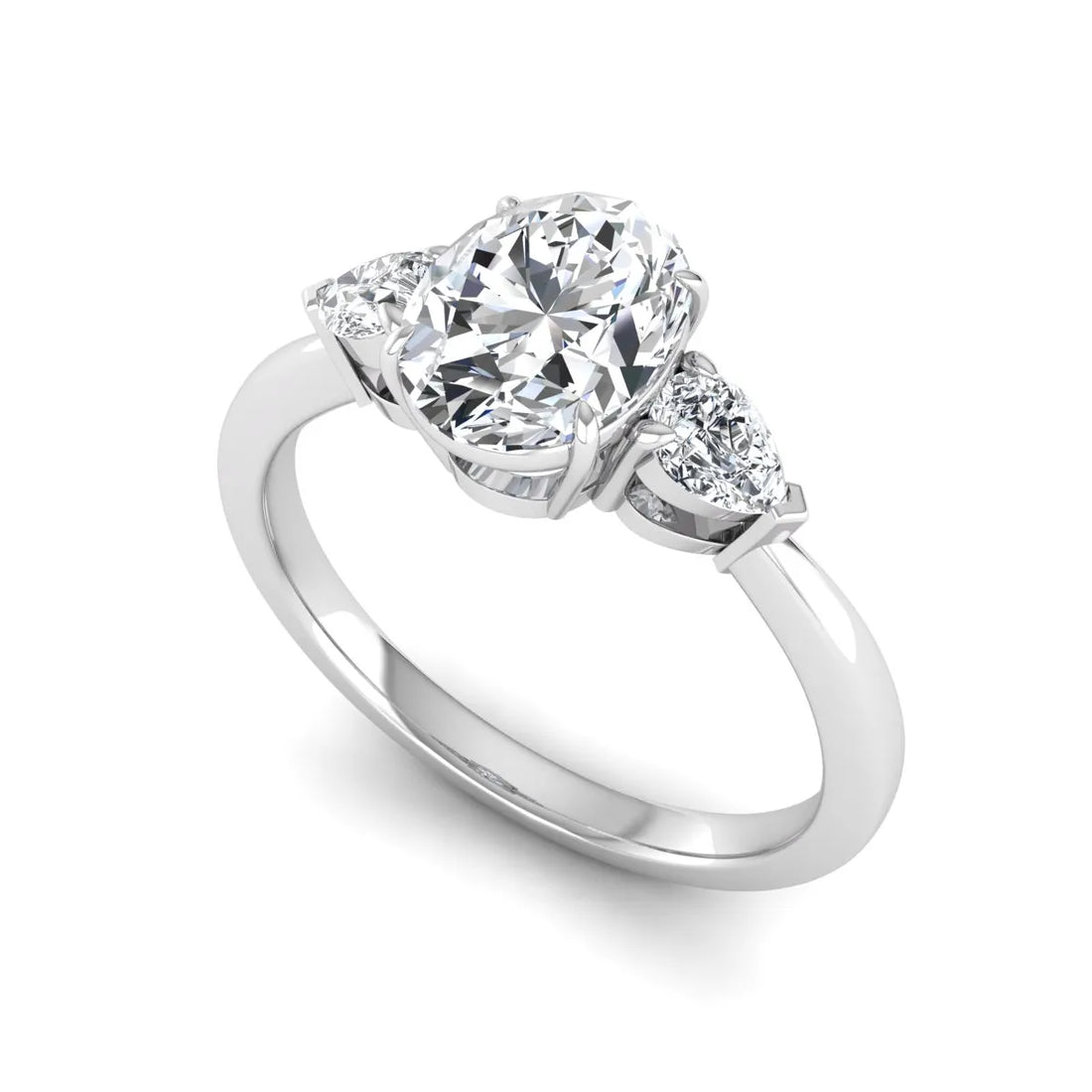 OctaPearl 1 ct Oval Cut Lab Grown Diamond Three Stone Engagement Ring