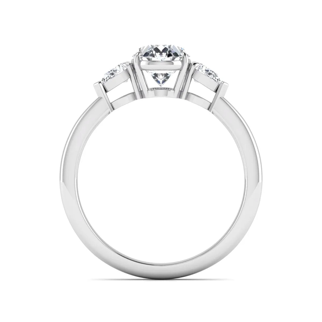 OctaPearl 1 ct Oval Cut Lab Grown Diamond Three Stone Engagement Ring