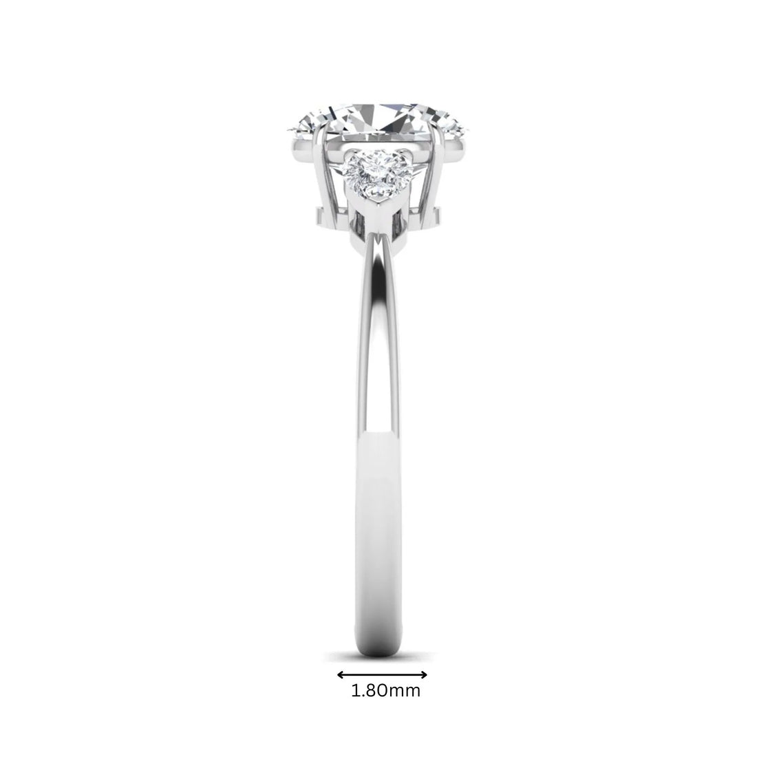 OctaPearl 1 ct Oval Cut Lab Grown Diamond Three Stone Engagement Ring
