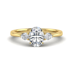 OctaPearl 1 ct Oval Cut Lab Grown Diamond Three Stone Engagement Ring