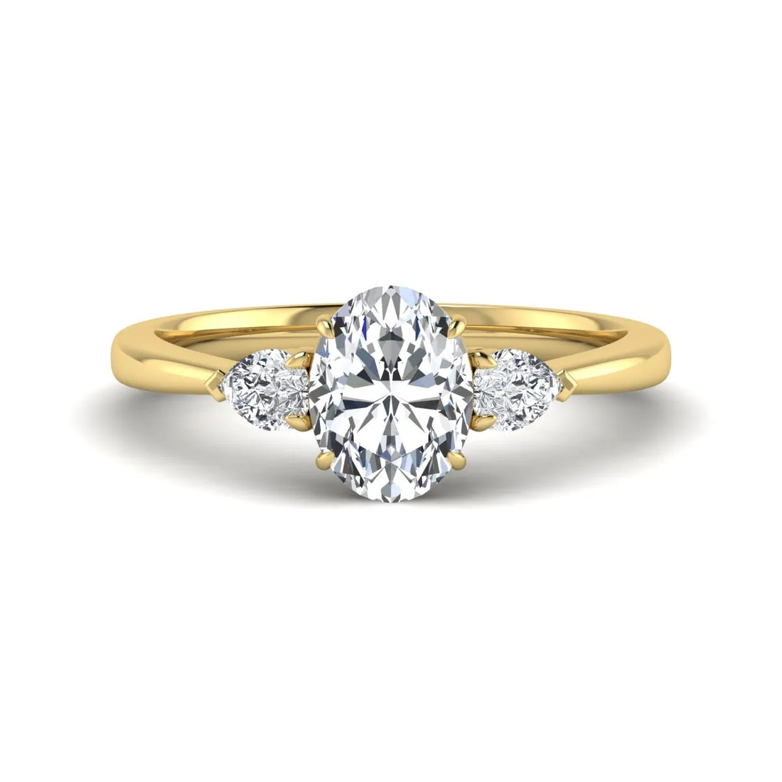 OctaPearl 1 ct Oval Cut Lab Grown Diamond Three Stone Engagement Ring