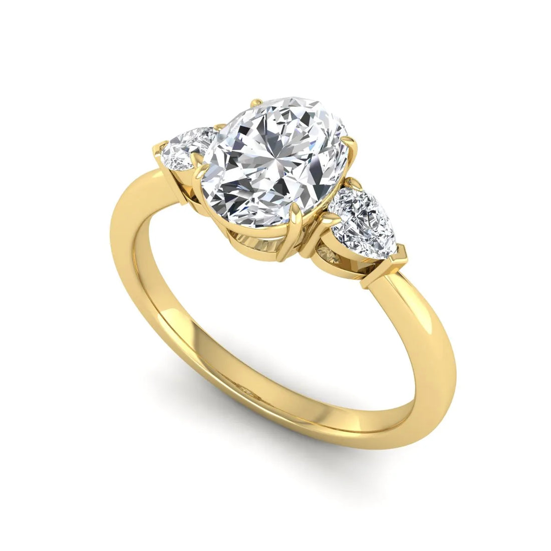 OctaPearl 1 ct Oval Cut Lab Grown Diamond Three Stone Engagement Ring