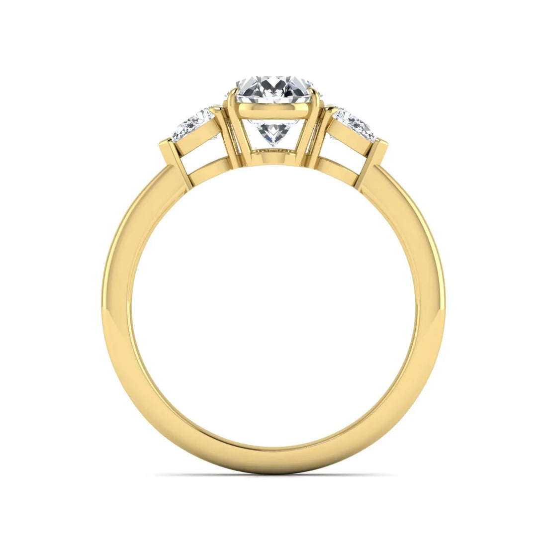 OctaPearl 1 ct Oval Cut Lab Grown Diamond Three Stone Engagement Ring