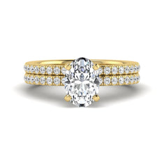 Oval Cut Pave Set Lab Grown Diamond Bridal Ring Set