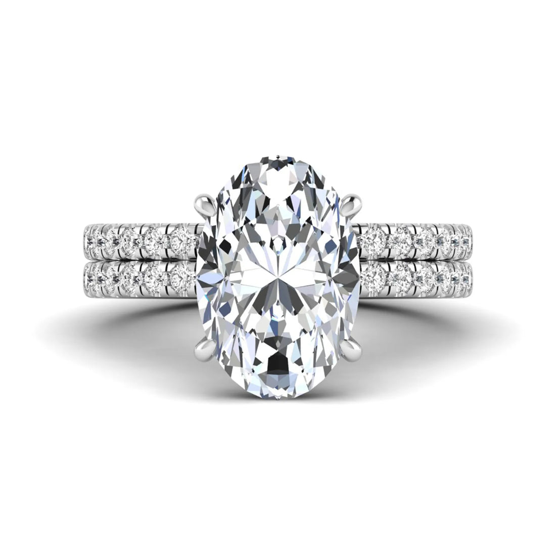 OctaPearl 4 ct Oval Cut Lab Grown Diamond Wedding Bridal Ring Set