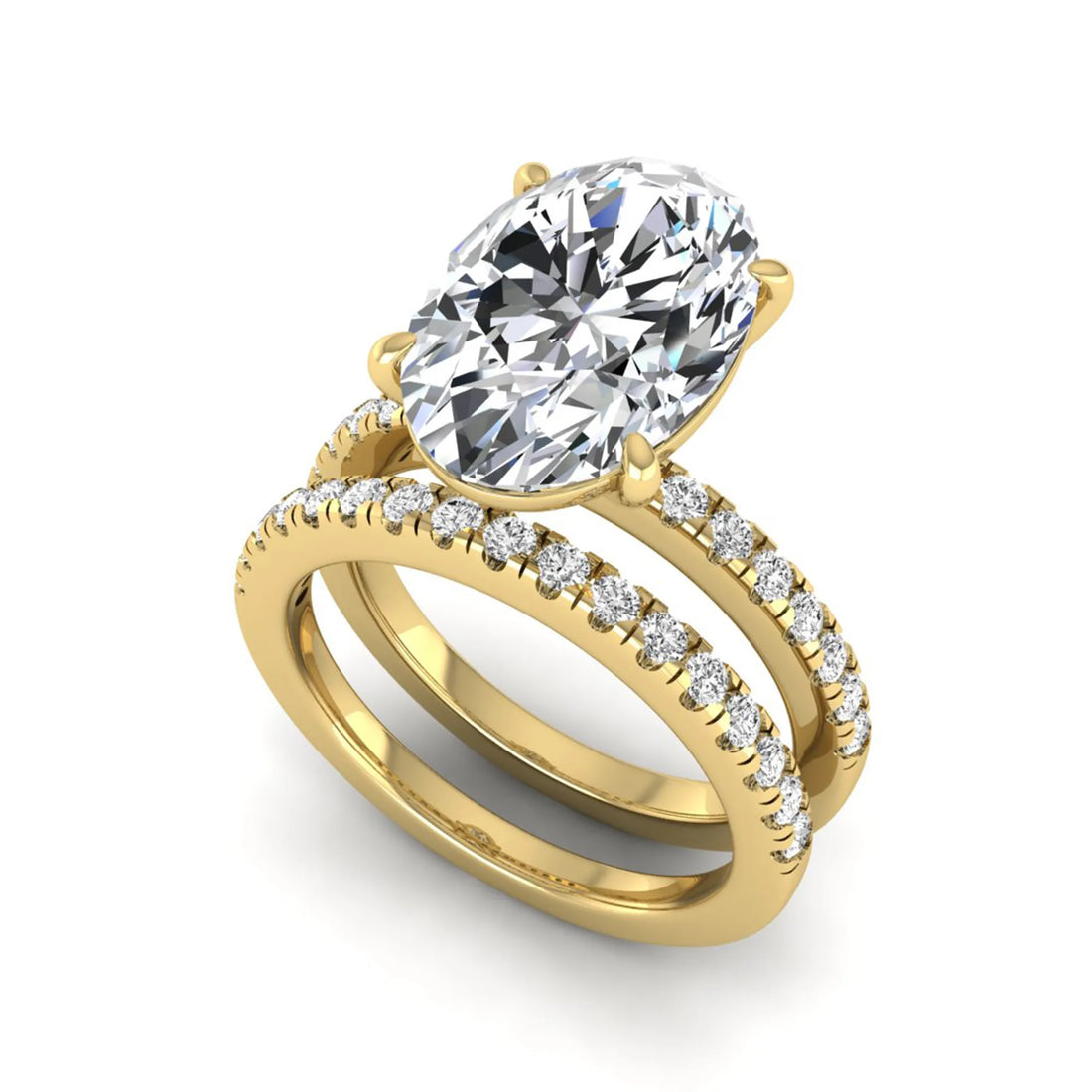 OctaPearl 4 ct Oval Cut Lab Grown Diamond Wedding Bridal Ring Set