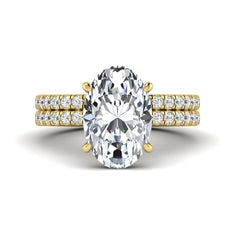 OctaPearl 4 ct Oval Cut Lab Grown Diamond Wedding Bridal Ring Set