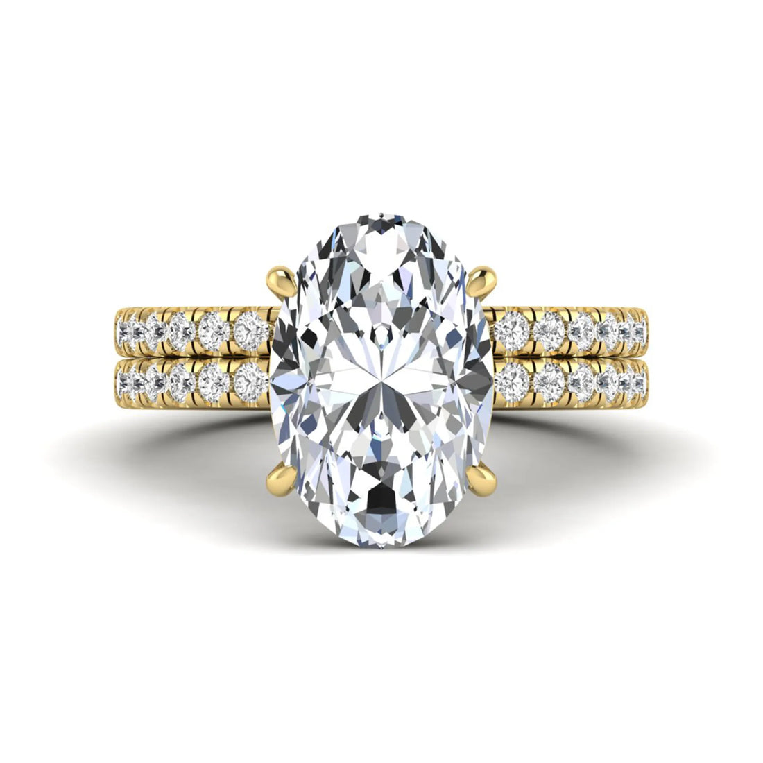 OctaPearl 4 ct Oval Cut Lab Grown Diamond Wedding Bridal Ring Set