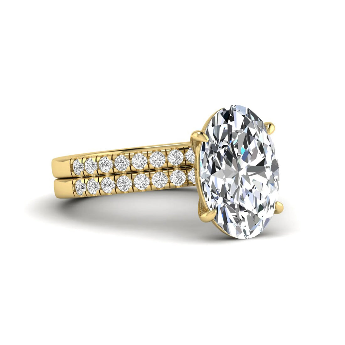 OctaPearl 4 ct Oval Cut Lab Grown Diamond Wedding Bridal Ring Set