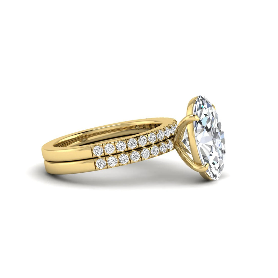 OctaPearl 4 ct Oval Cut Lab Grown Diamond Wedding Bridal Ring Set
