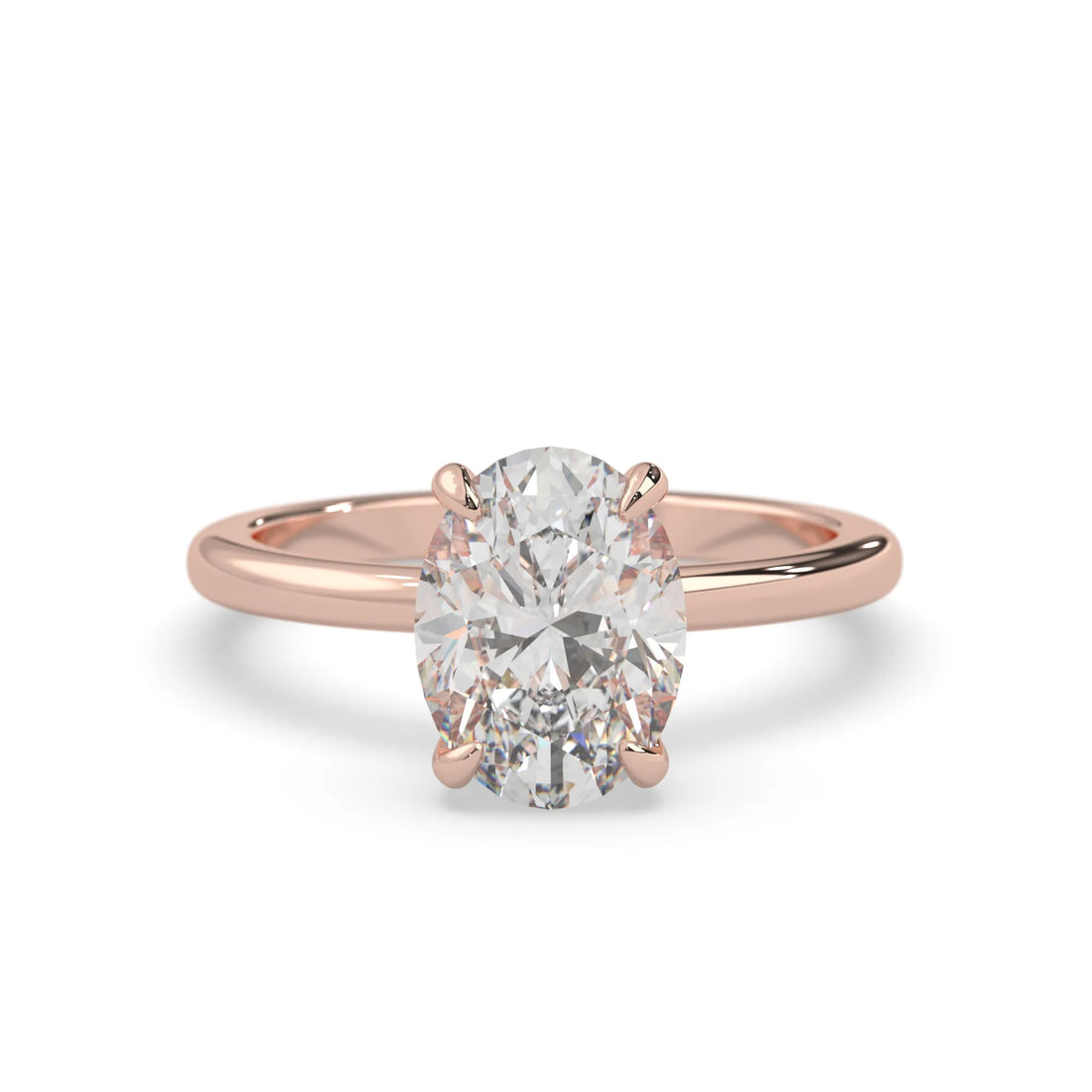 OctaPearl 2 ct Oval Cut Lab Grown Diamond Solitaire Engagement Ring - Rose Gold