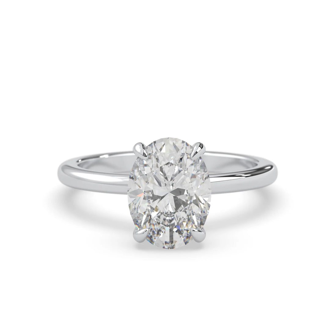 OctaPearl 2 ct Oval Cut Lab Grown Diamond Solitaire Engagement Ring - White Gold