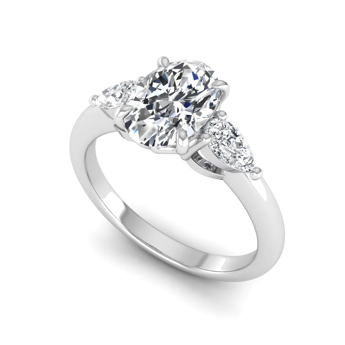 OctaPearl 1.5 ct Oval Cut Three Stone Lab Grown Diamond Engagement Ring