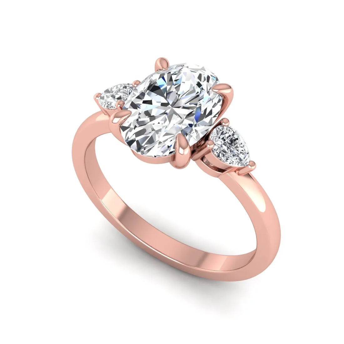 OctaPearl 2.5 ct Oval Cut Lab Grown Diamond Three Stone Engagement Ring