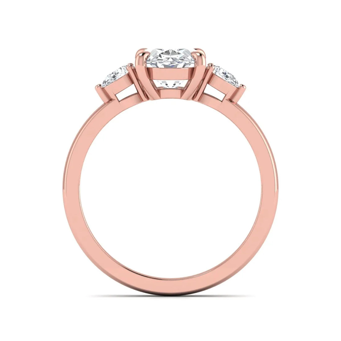 OctaPearl 2.5 ct Oval Cut Lab Grown Diamond Three Stone Engagement Ring
