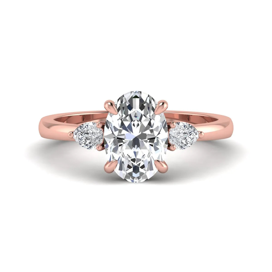 OctaPearl 2.5 ct Oval Cut Lab Grown Diamond Three Stone Engagement Ring
