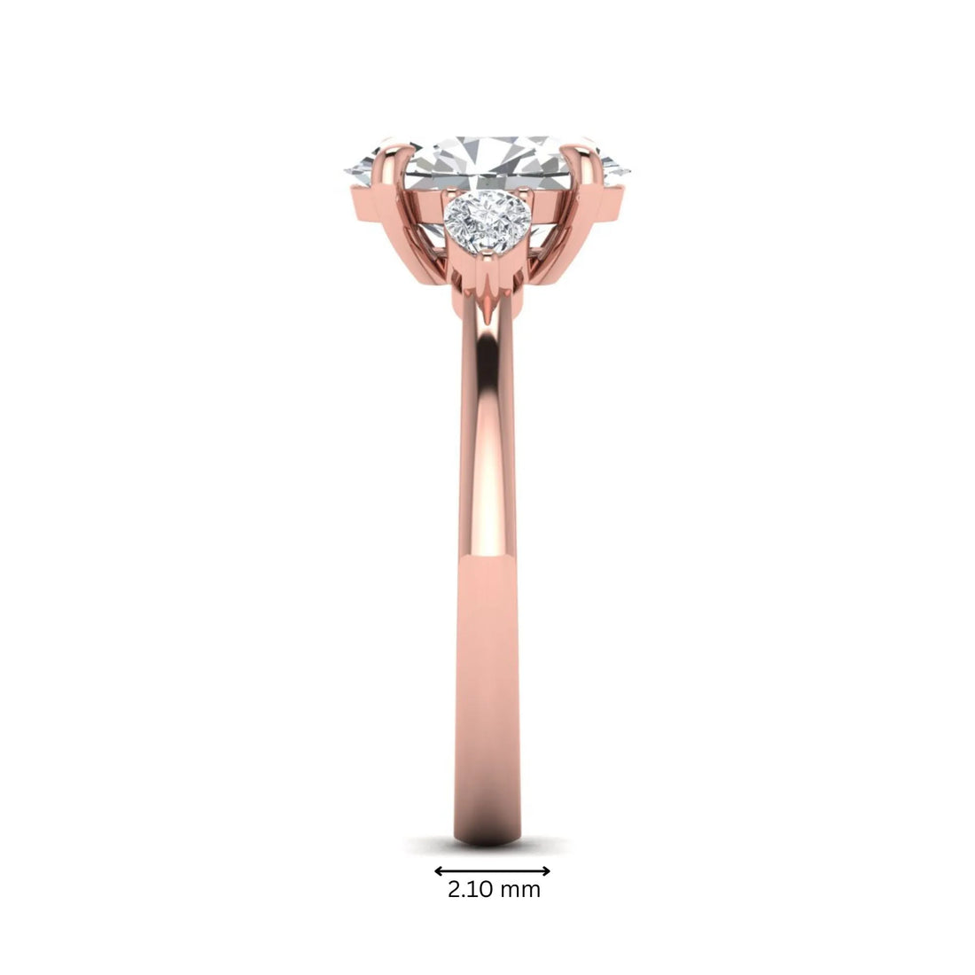 OctaPearl 2.5 ct Oval Cut Lab Grown Diamond Three Stone Engagement Ring