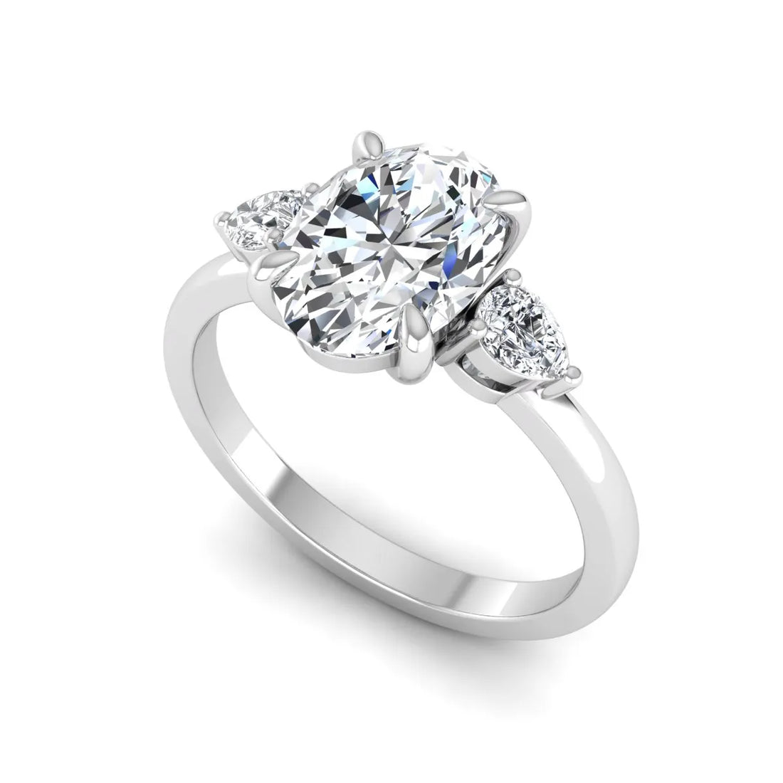 OctaPearl 2.5 ct Oval Cut Lab Grown Diamond Three Stone Engagement Ring