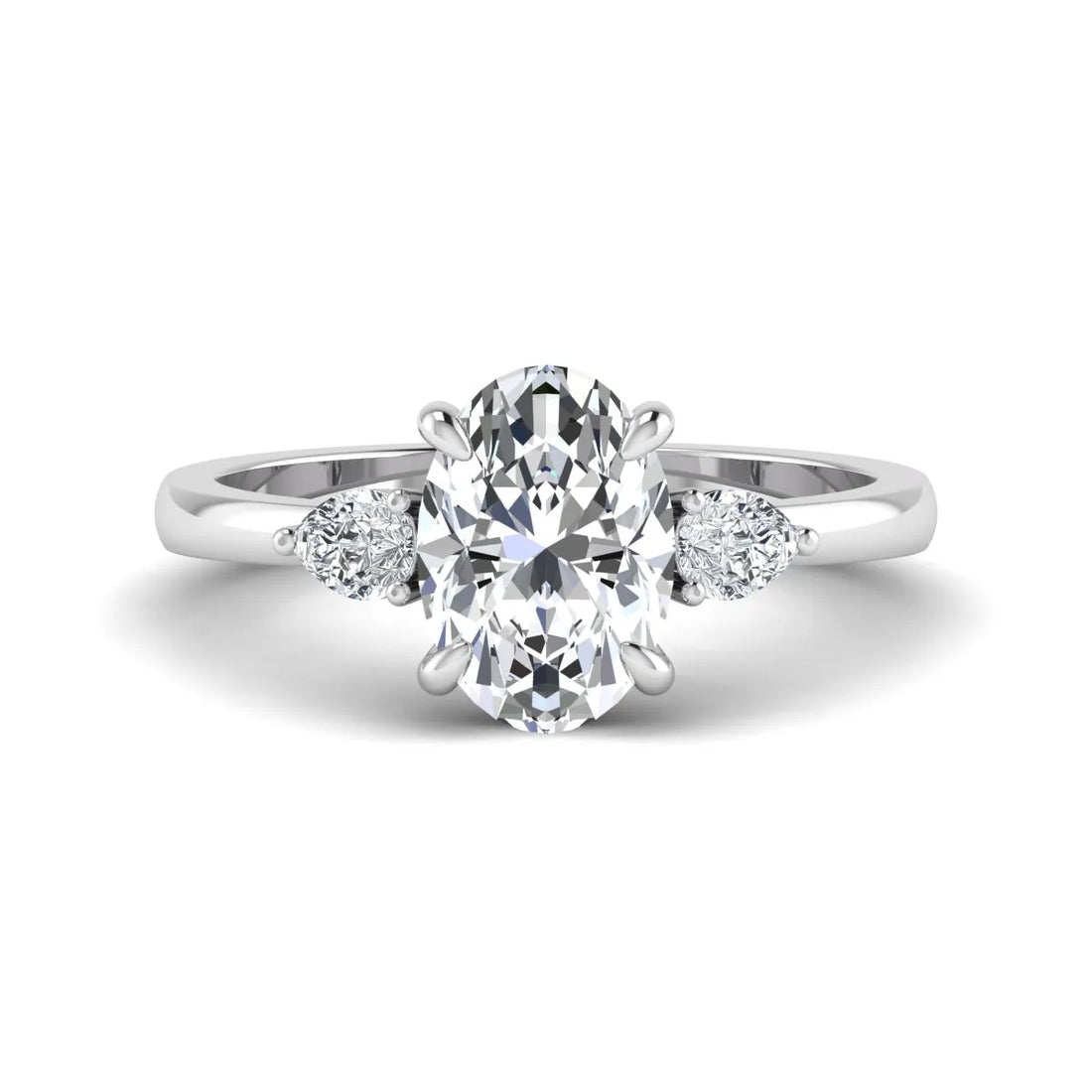 OctaPearl 2.5 ct Oval Cut Lab Grown Diamond Three Stone Engagement Ring