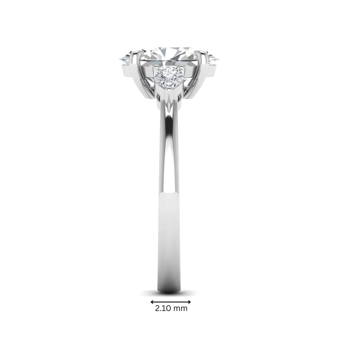 OctaPearl 2.5 ct Oval Cut Lab Grown Diamond Three Stone Engagement Ring
