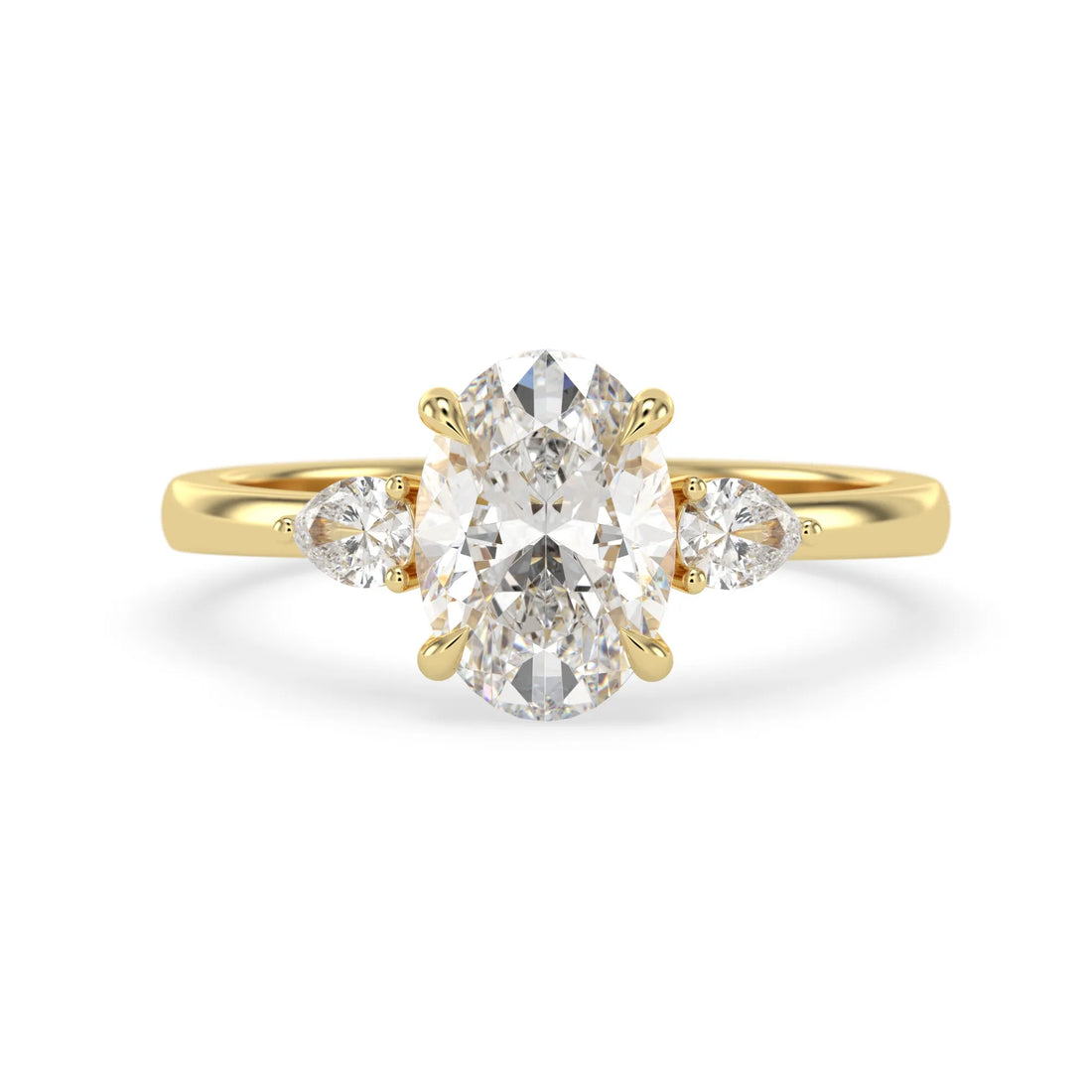 OctaPearl 2.5 ct Oval Cut Lab Grown Diamond Three Stone Engagement Ring