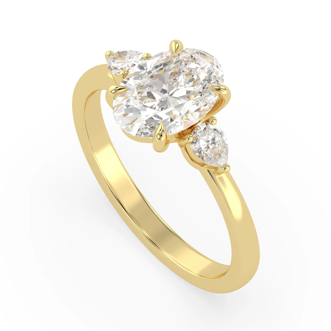 OctaPearl 2.5 ct Oval Cut Lab Grown Diamond Three Stone Engagement Ring