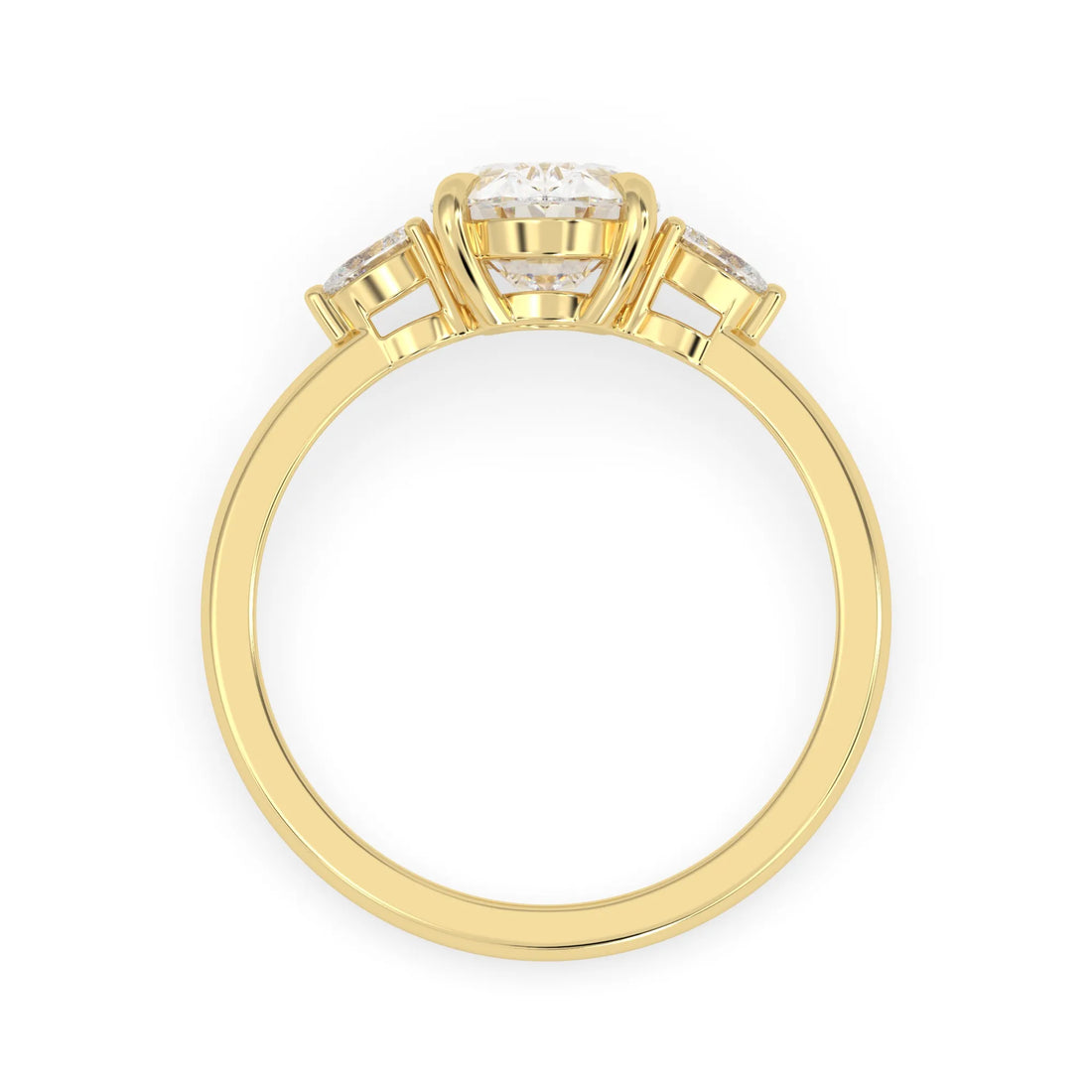 OctaPearl 2.5 ct Oval Cut Lab Grown Diamond Three Stone Engagement Ring