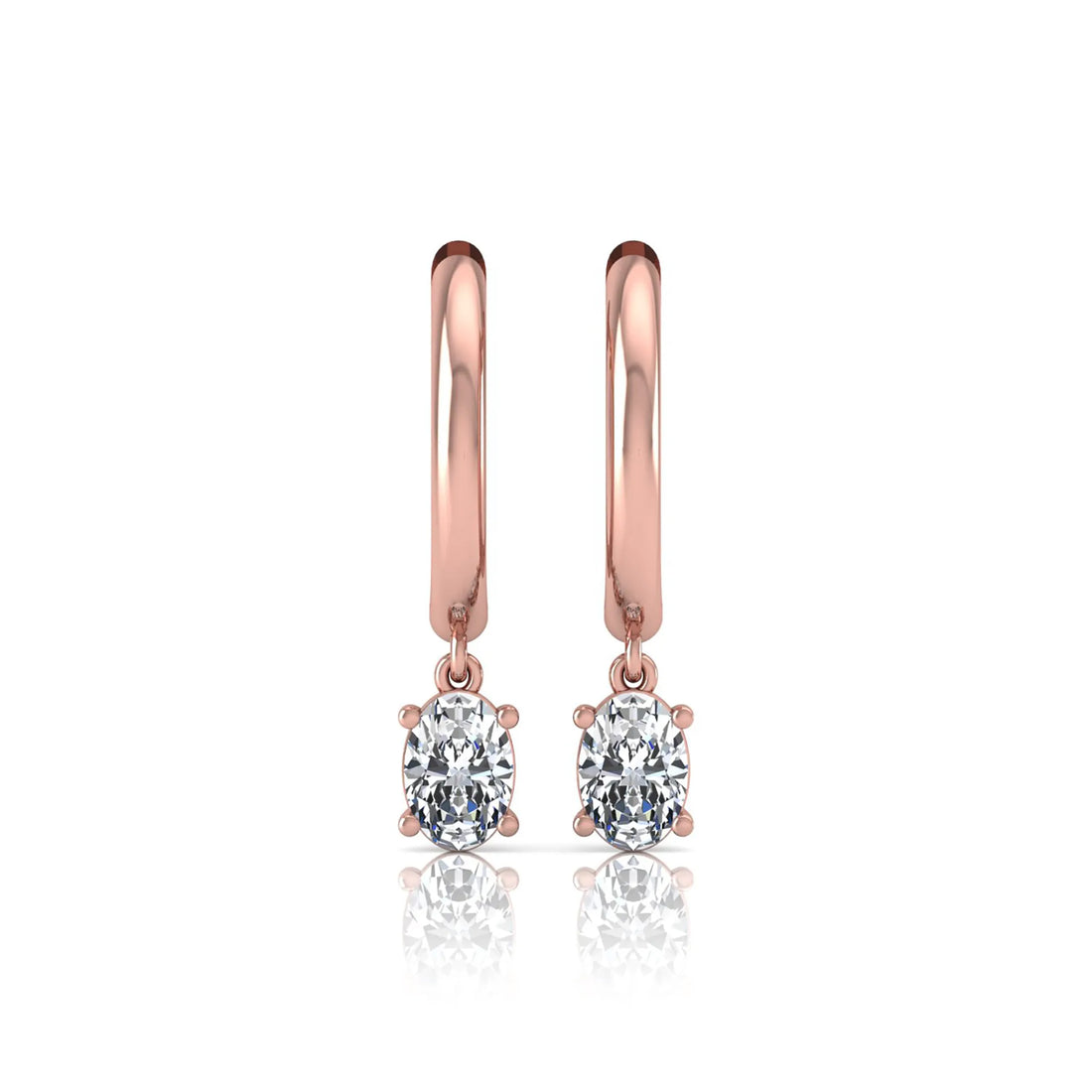 OctaPearl Oval Drop Lab Grown Diamond Huggie Hoop Earrings