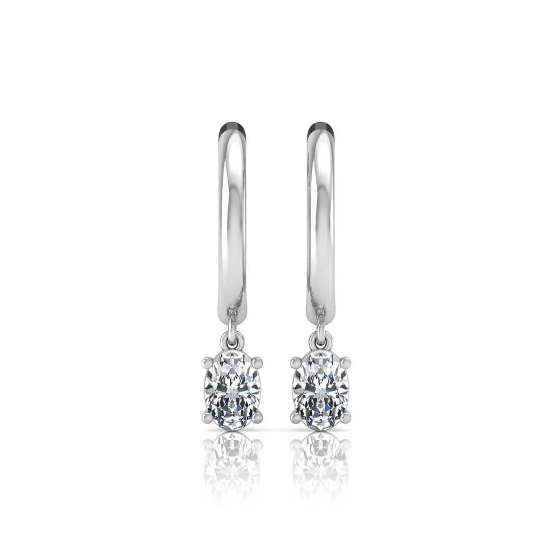 OctaPearl Oval Drop Lab Grown Diamond Huggie Hoop Earrings