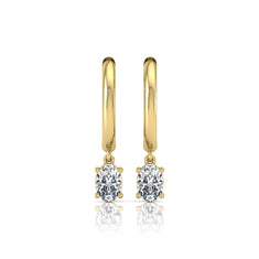 OctaPearl Oval Drop Lab Grown Diamond Huggie Hoop Earrings - alternate view