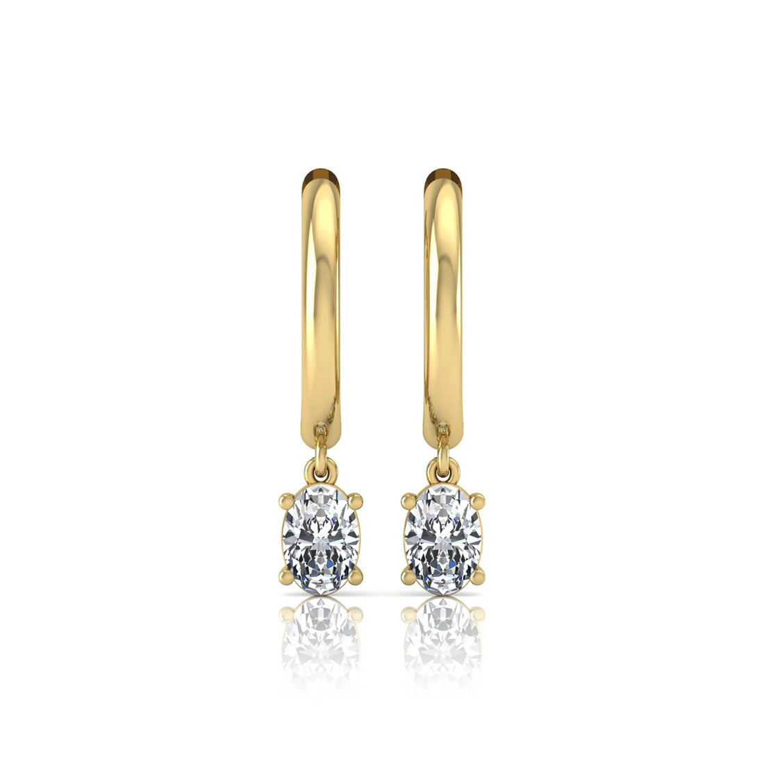 OctaPearl Oval Drop Lab Grown Diamond Huggie Hoop Earrings