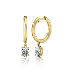 OctaPearl Oval Drop Lab Grown Diamond Huggie Hoop Earrings