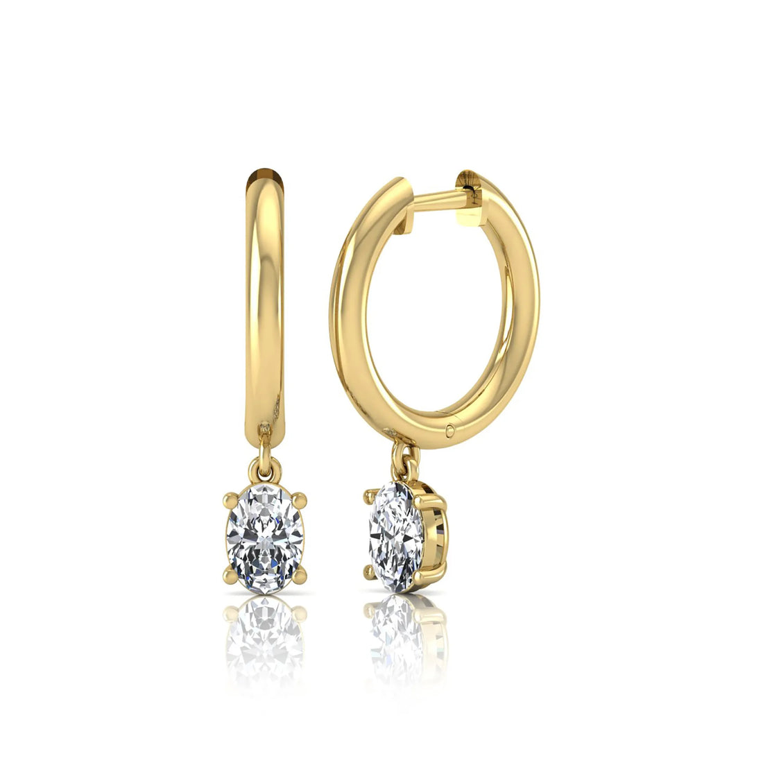 OctaPearl Oval Drop Lab Grown Diamond Huggie Hoop Earrings
