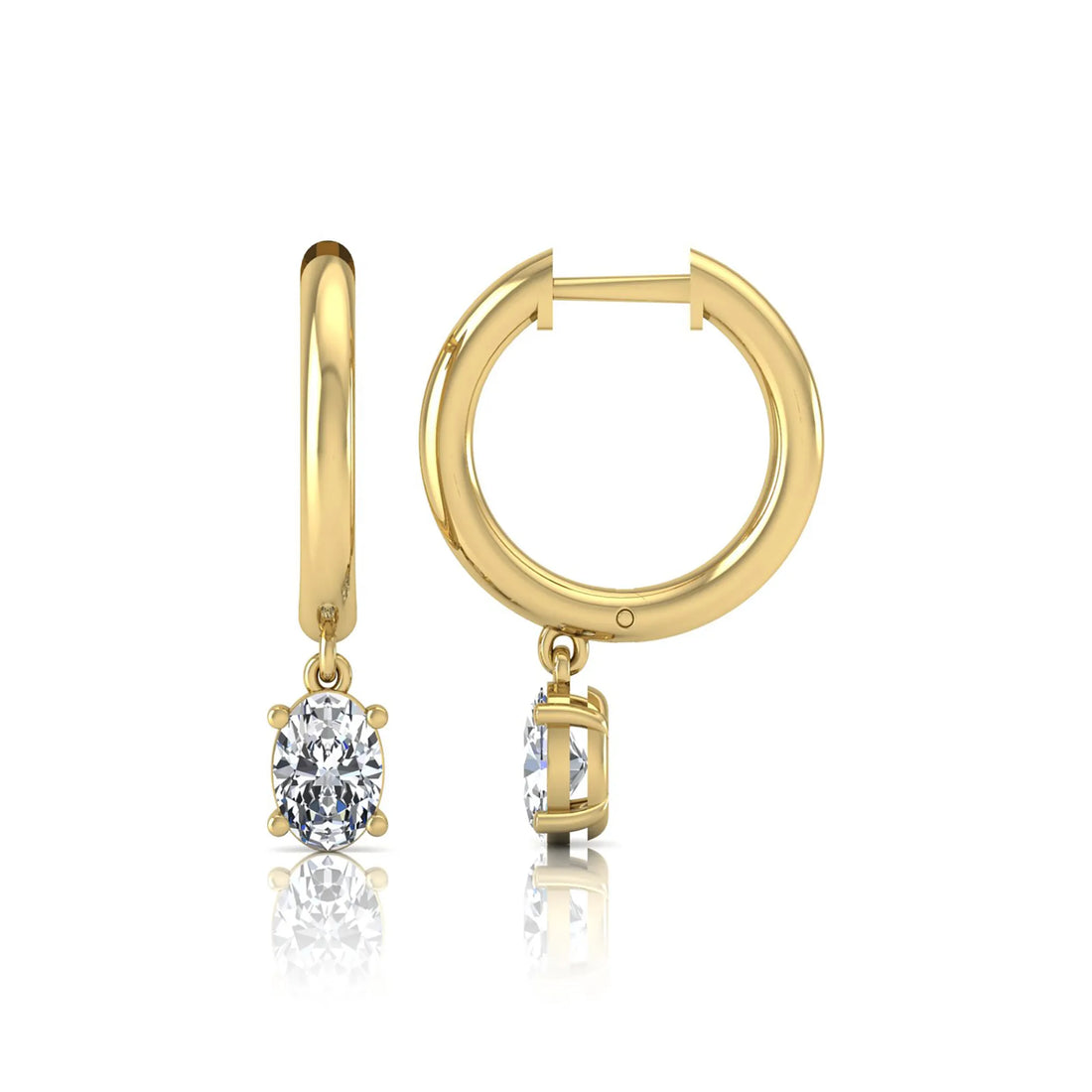 OctaPearl Oval Drop Lab Grown Diamond Huggie Hoop Earrings