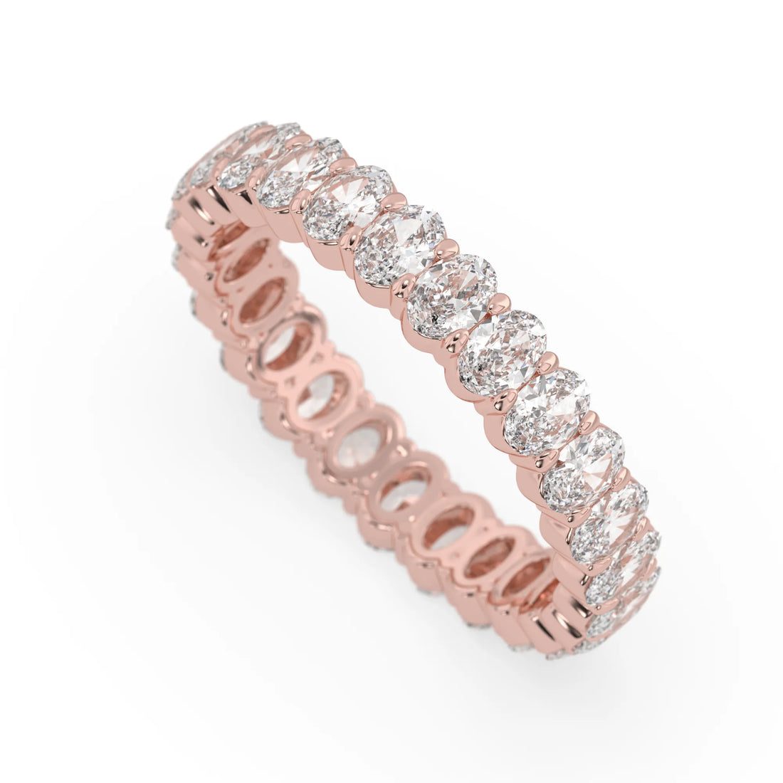 OctaPearl Oval Cut Lab Grown Diamond Full Eternity Wedding Band