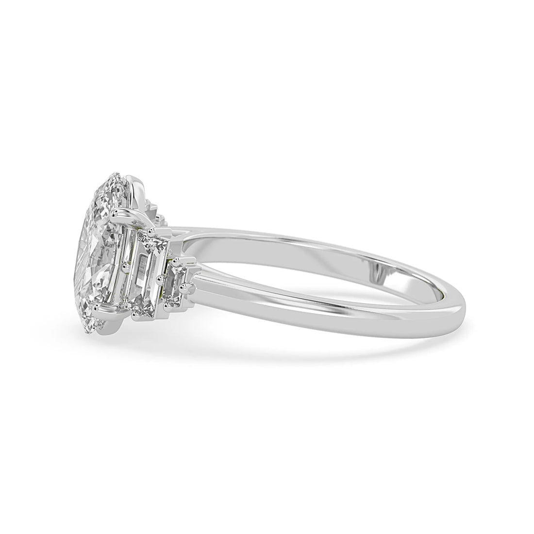 OctaPearl 2 ct Oval Five Stone Baguette Lab Grown Diamond Engagement Ring