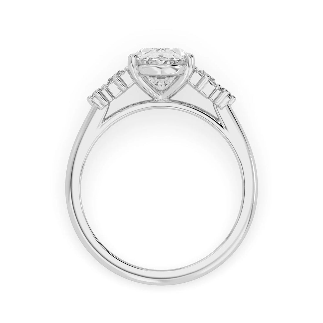 OctaPearl 2 ct Oval Five Stone Baguette Lab Grown Diamond Engagement Ring