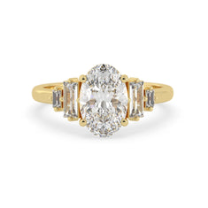 OctaPearl 2 ct Oval Five Stone Baguette Lab Grown Diamond Engagement Ring