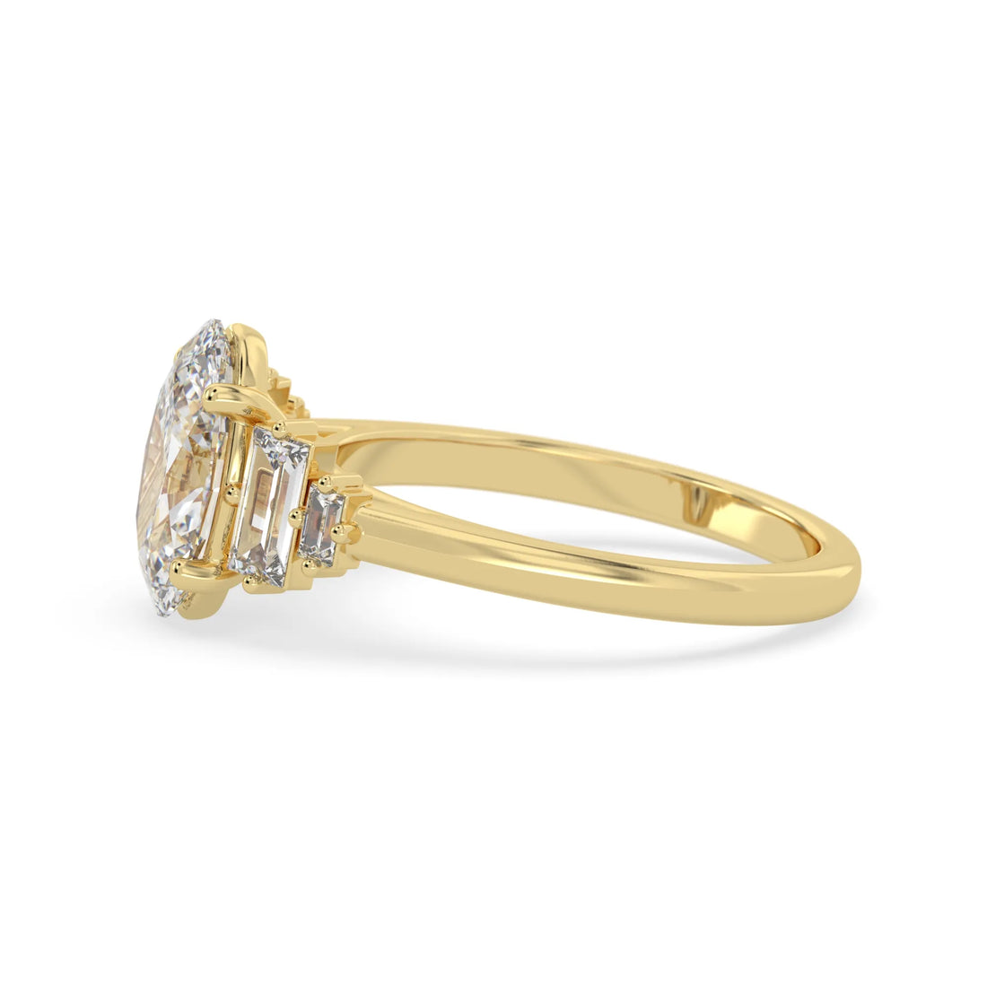 OctaPearl 2 ct Oval Five Stone Baguette Lab Grown Diamond Engagement Ring