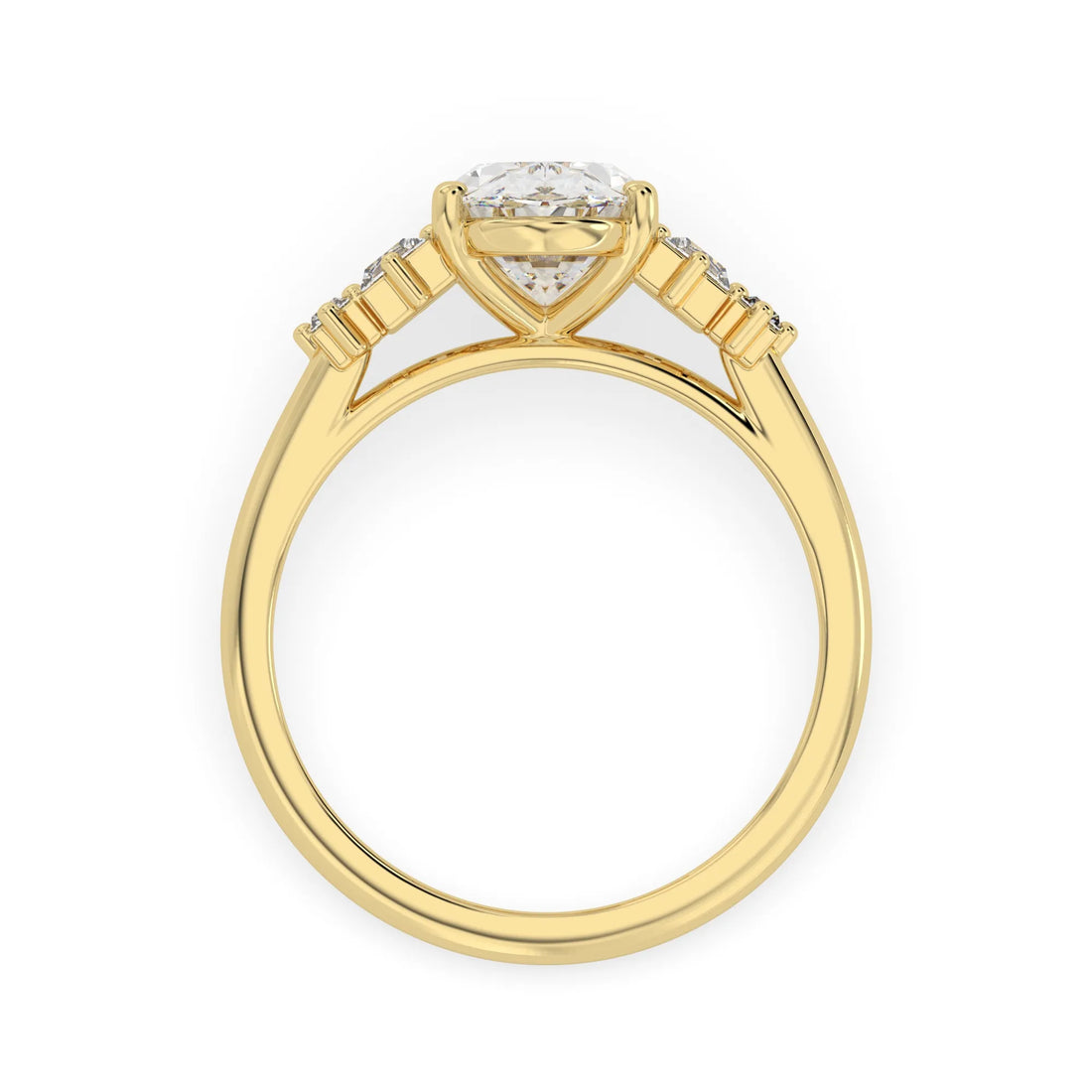 OctaPearl 2 ct Oval Five Stone Baguette Lab Grown Diamond Engagement Ring